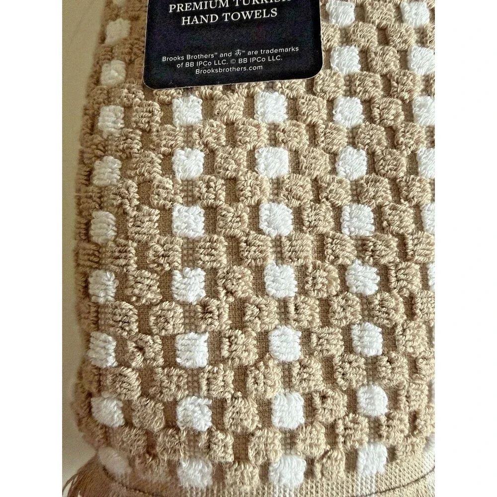 Brooks Brothers Hand Towels Set of 2 Luxury Raised Dots Thick Plush Turkish